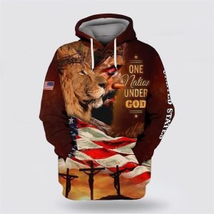 Jesus Lion Face American Flag All Over…