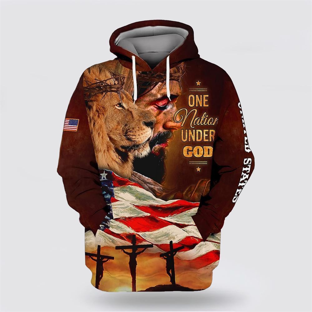 Jesus Lion Face American Flag All Over Print Hoodie Shirt – Gifts For Christian Families Jesus Lion Face American Flag All Over Print Hoodie Shirt – Gifts For Christian Families