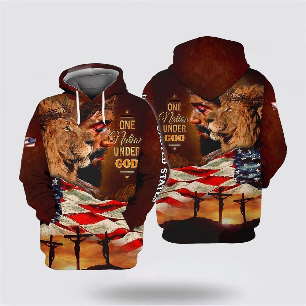 Jesus Lion Face American Flag All Over Print Hoodie Shirt – Gifts For Christian Families Jesus Lion Face American Flag All Over Print Hoodie Shirt – Gifts For Christian Families