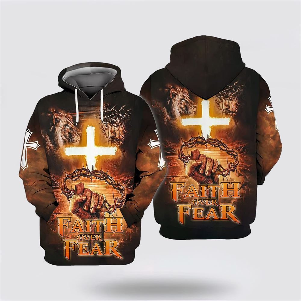 Jesus Lion Face Faith Over Fear All Over Print Hoodie Shirt – Gifts For Christian Families Jesus Lion Face Faith Over Fear All Over Print Hoodie Shirt – Gifts For Christian Families