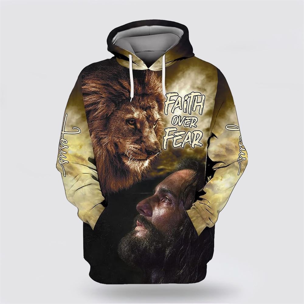 Jesus Lion Faith Over Fear All Over Print Hoodie Shirt – Gifts For Christian Families Jesus Lion Faith Over Fear All Over Print Hoodie Shirt – Gifts For Christian Families