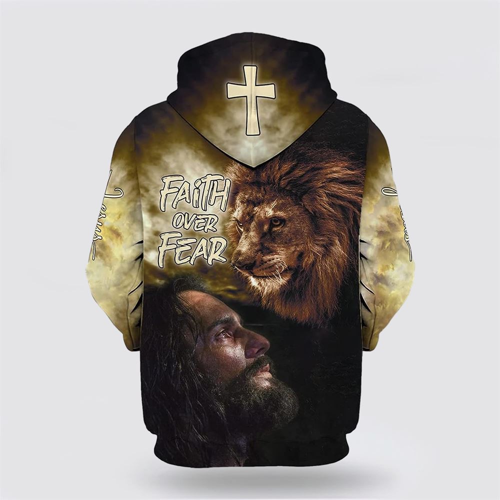 Jesus Lion Faith Over Fear All Over Print Hoodie Shirt – Gifts For Christian Families Jesus Lion Faith Over Fear All Over Print Hoodie Shirt – Gifts For Christian Families