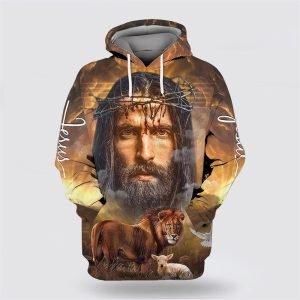 Jesus Lion Lamb Dove All Over Print…