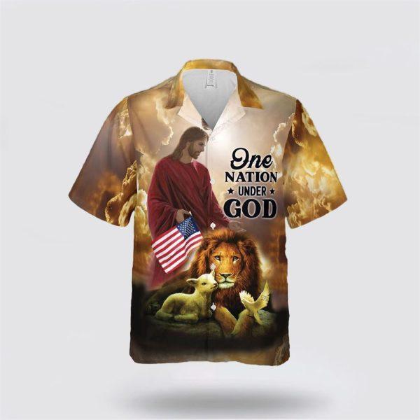Jesus Lion Lamb One Nation Under God Hawaiian Shirts – Gifts For People Who Love Jesus