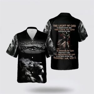 Jesus Lion Of God Shirt The Light Of God Surround Me Son Of God Gifts Hawaiian Shirt – Gifts For Christians