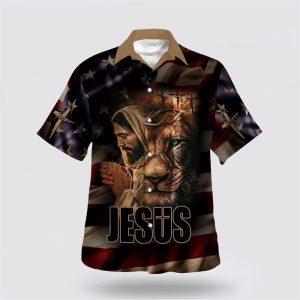 Jesus Lion Of Judah American Flag Hawaiian…