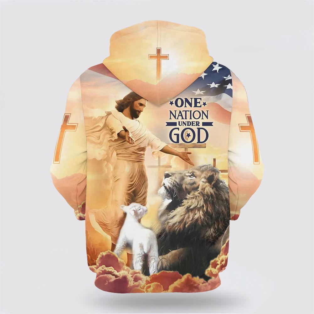 Jesus Lion Of Judah Lamb Of God One Nation Under God All Over Print 3D Hoodie – Gifts For Christian Families Jesus Lion Of Judah Lamb Of God One Nation Under God All Over Print 3D Hoodie – Gifts For Christian Families