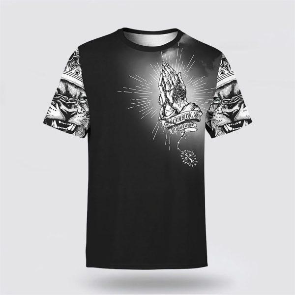 Jesus Lion Tattoo Faith Over Fear All Over Print 3D T Shirt – Gifts For Christian Friends