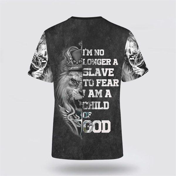 Jesus Lion Tattoo No Longer A Slave To Fear All Over Print 3D T Shirt – Gifts For Christian Friends