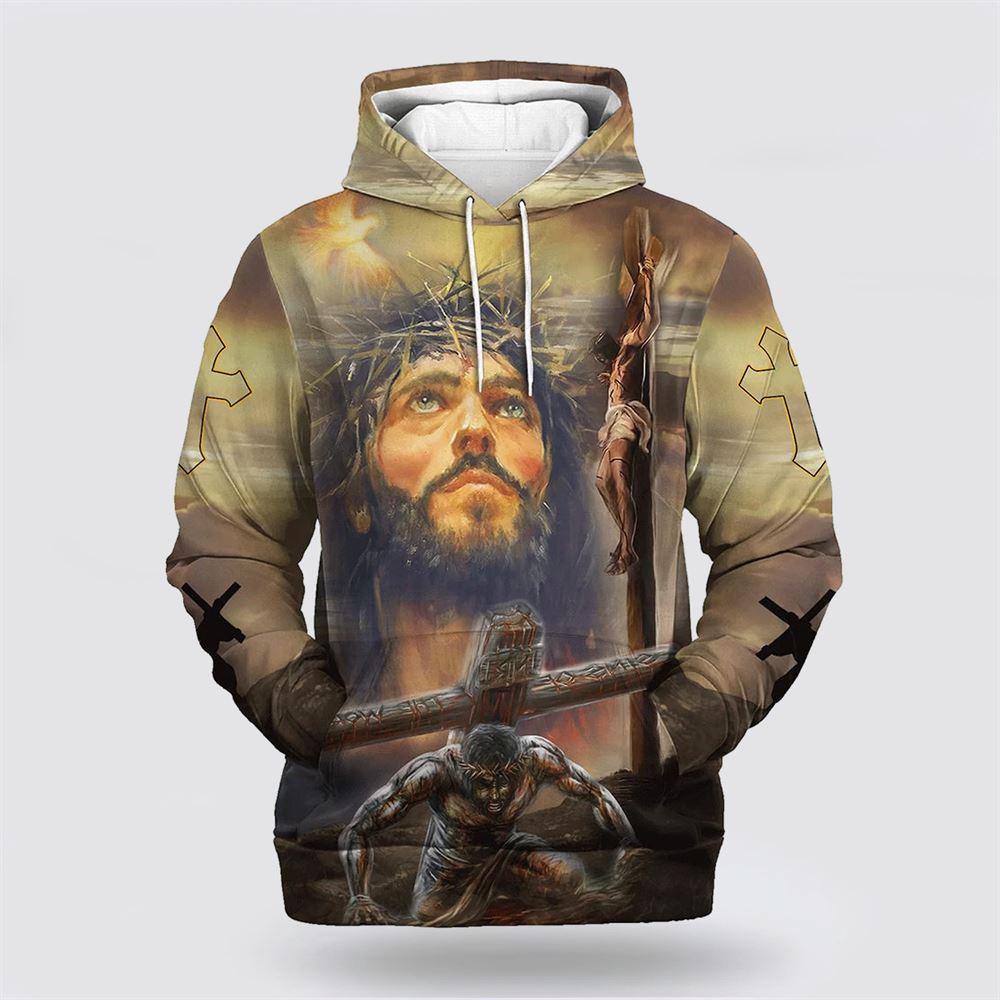 Jesus On The Cross All Over Print 3D Hoodie – Gifts For Christian Families Jesus On The Cross All Over Print 3D Hoodie – Gifts For Christian Families