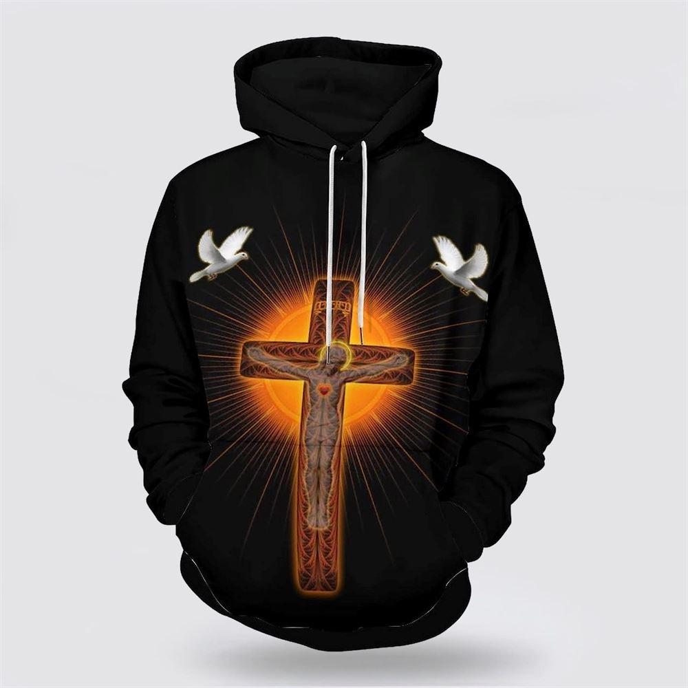Jesus On The Cross Dove All Over Print 3D Hoodie – Gifts For Christian Families Jesus On The Cross Dove All Over Print 3D Hoodie – Gifts For Christian Families