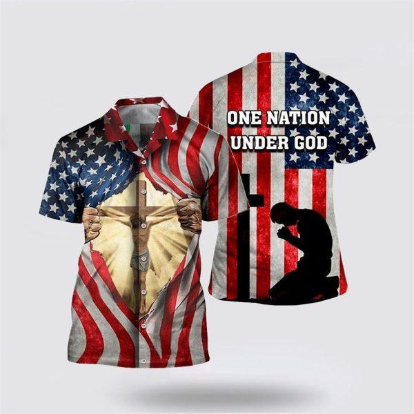 Jesus One Nation Under God American Flag Hawaiian Shirt – Gifts For People Who Love Jesus