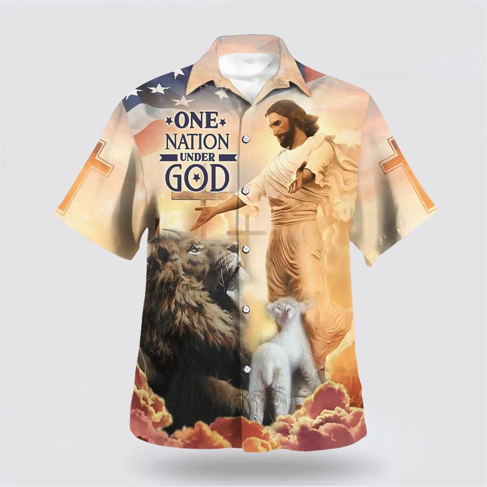 Jesus Open Arms One Nation Under God Hawaiian Shirts – Gifts For Jesus Lovers