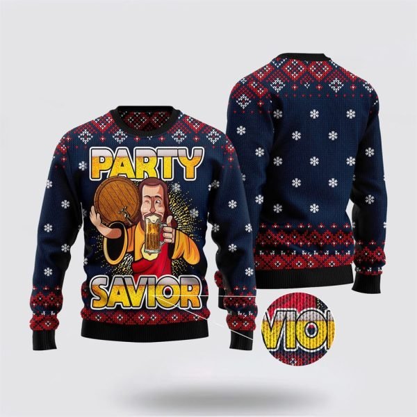 Jesus Party Savior Ugly Christmas Sweater – Gifts For Christians