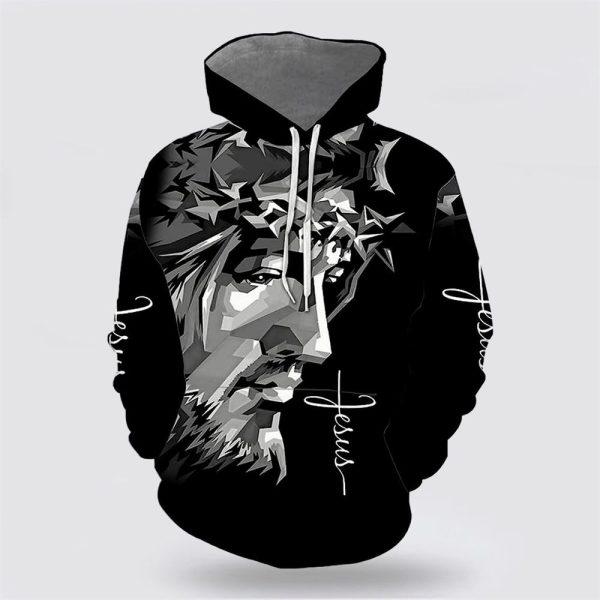 Jesus Portrait All Over Print 3D Hoodie – Gifts For Christian Families
