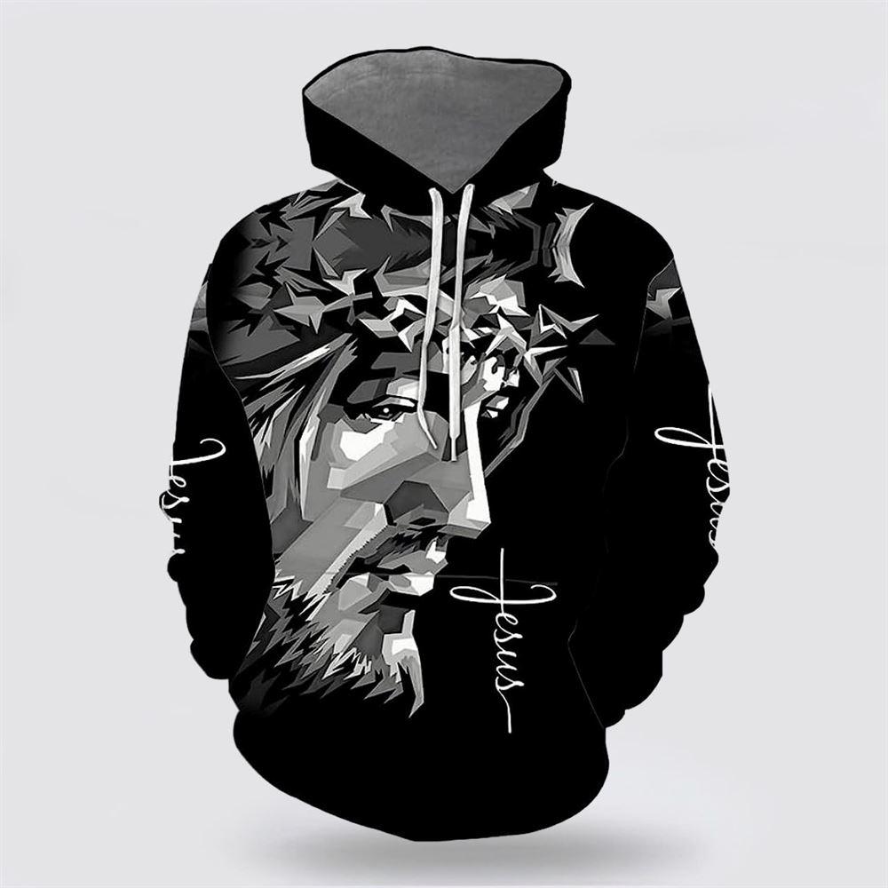 Jesus Portrait All Over Print 3D Hoodie – Gifts For Christian Families Jesus Portrait All Over Print 3D Hoodie – Gifts For Christian Families