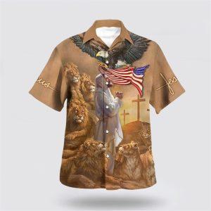 Jesus Pray Lion Cross Hawaiian Shirts For…