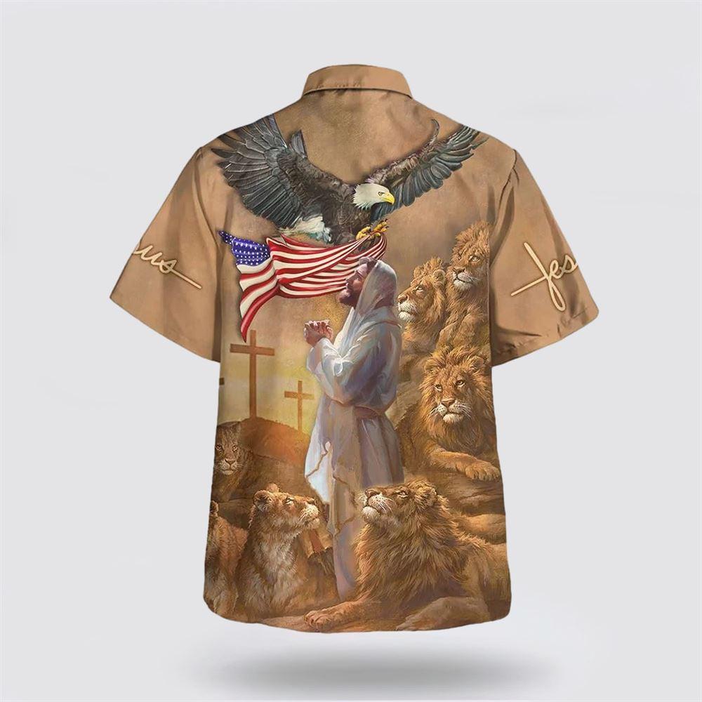 Jesus Pray Lion Cross Hawaiian Shirts For Men – Gifts For Jesus Lovers