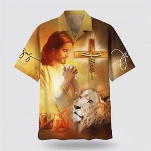 Jesus Prayer Lion Cross Hawaiian Shirts –…