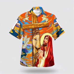 Jesus Prayer Lion Cross Hawaiian Shirts For…