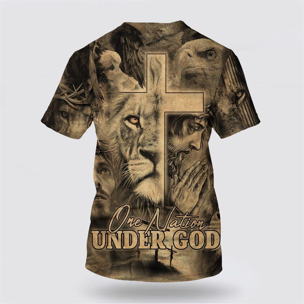 Jesus Prayer Lion One Nation Under God All Over Print 3D T Shirt – Gifts For Christian Friends