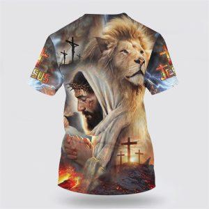 Jesus Prayer With Lion All Over Print 3D T Shirt Gifts For Christian Friends 2 vm8ovj.jpg