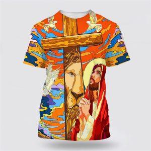 Jesus Praying Lion Of Judah Christian Cross…
