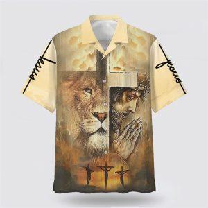 Jesus Praying Lion Of Judah Christian Cross…