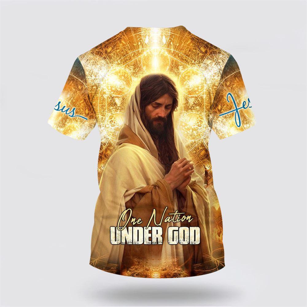 Jesus Praying One Nation Under God All Over Print 3D T Shirt – Gifts For Christian Friends Jesus Praying One Nation Under God All Over Print 3D T Shirt – Gifts For Christian Friends