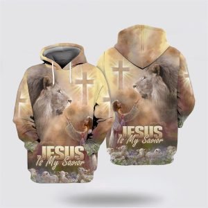Jesus Reaching Lion Is My Savior All Over Print Hoodie Shirt Gifts For Christian Families 3 dlqev9.jpg