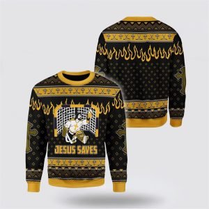 Jesus Saves Hockey Ugly Christmas Sweater For…