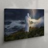 Jesus Standing On The Rock Shore Of A Stormy Sea Canvas Art – Christian Wall Art Decor – Jesus Christ Canvas