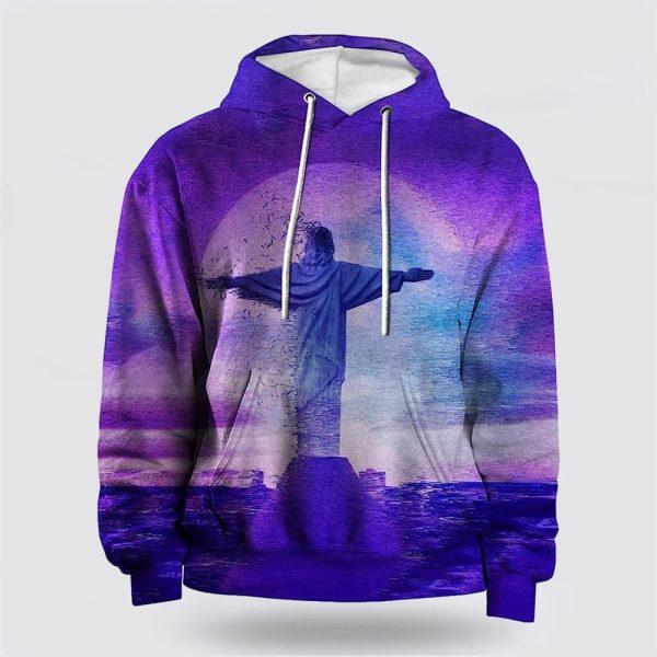 Jesus Statue Pattern All Over Print 3D Hoodie – Gifts For Christians