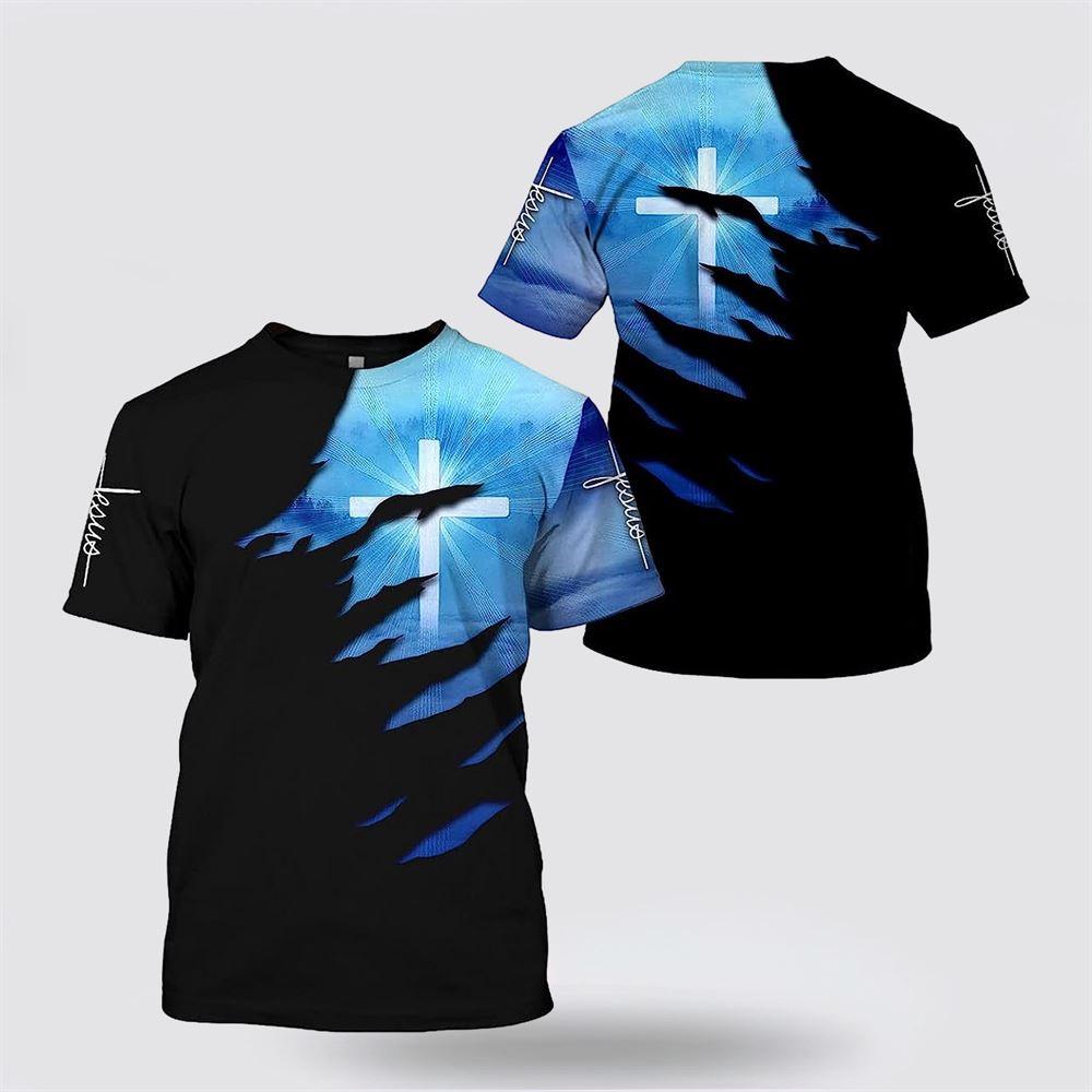 Jesus The Cross All Over Print 3D T Shirt – Gifts For Christian Friends