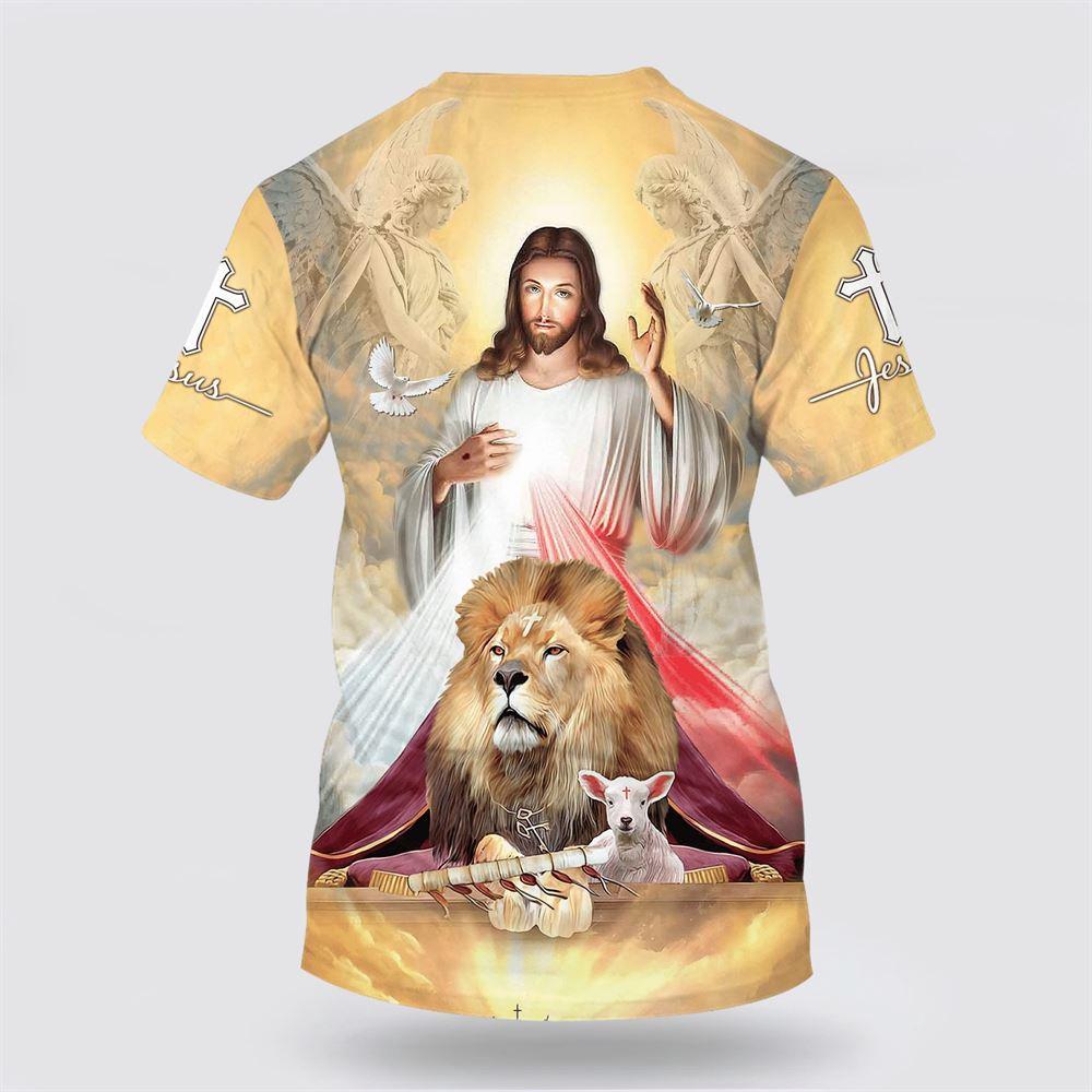 Jesus The Lion And The Lamb All Over Print 3D T Shirt – Gifts For Christian Friends