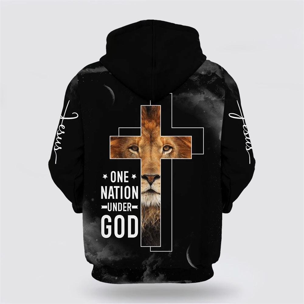 Jesus The Lion Of Judah One Nation Under God Hoodies Jesus All Over Print 3D Hoodie – Gifts For Christians