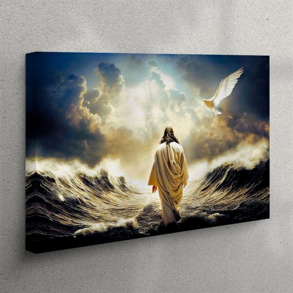 Jesus Walking On Water Canvas Art – Christian Wall Art Decor – Jesus Christ Canvas