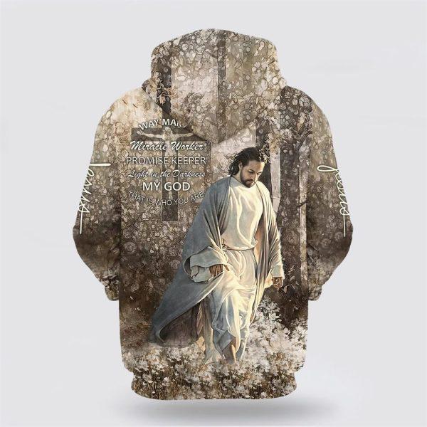 Jesus Walking Through The Fields Way Maker Miracle Worker Jesus All Over Print 3D Hoodie – Gifts For Christians