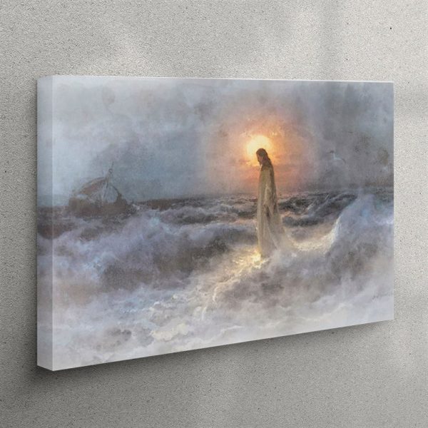 Jesus Walks On The Water Canvas Art – Christian Wall Art Decor – Jesus Christ Canvas
