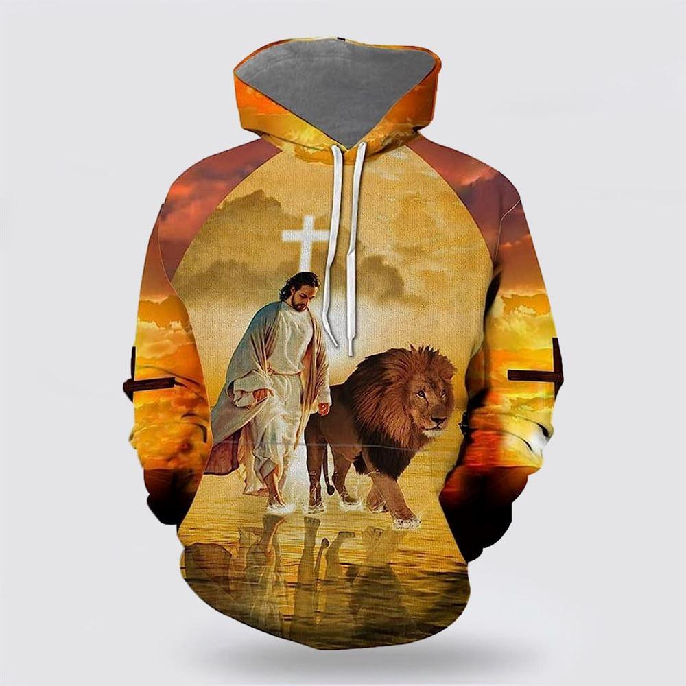 Jesus Walks With Lion Fall For Jesus He Never Leaves All Over Print 3D Hoodie – Gifts For Christians Jesus Walks With Lion Fall For Jesus He Never Leaves All Over Print 3D Hoodie – Gifts For Christians