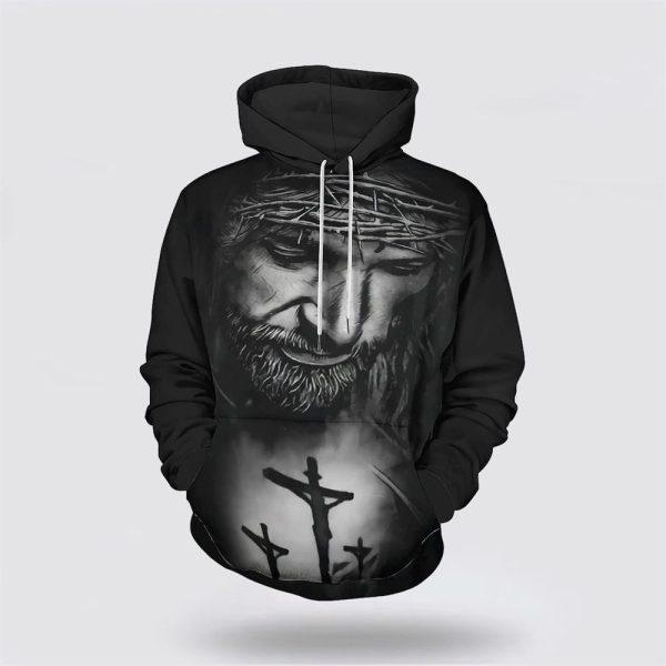 Jesus With Crown Of Thorns All Over Print 3D Hoodie – Gifts For Christians