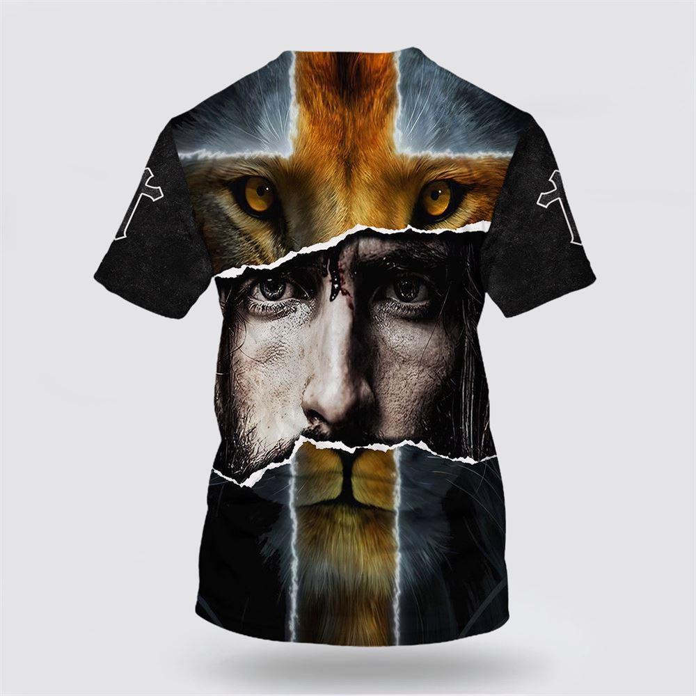 Jesus With Lion All Over Print 3D T Shirt – Gifts For Christian Friends Jesus With Lion All Over Print 3D T Shirt – Gifts For Christian Friends