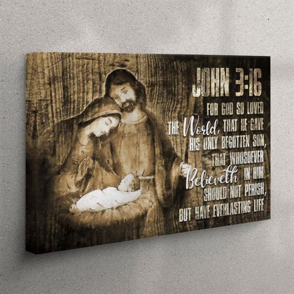 John 316 For God So Loved The World Christmas Canvas Wall Art – Christian Wall Art Canvas