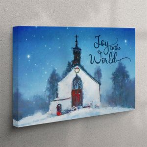 Joy To The World Old Country Church Christmas Canvas Wall Art Christian Wall Art Canvas venpfe.jpg