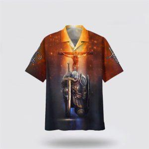 Kneeling Knight Faith Jesus Cross Hawaiian Shirt…