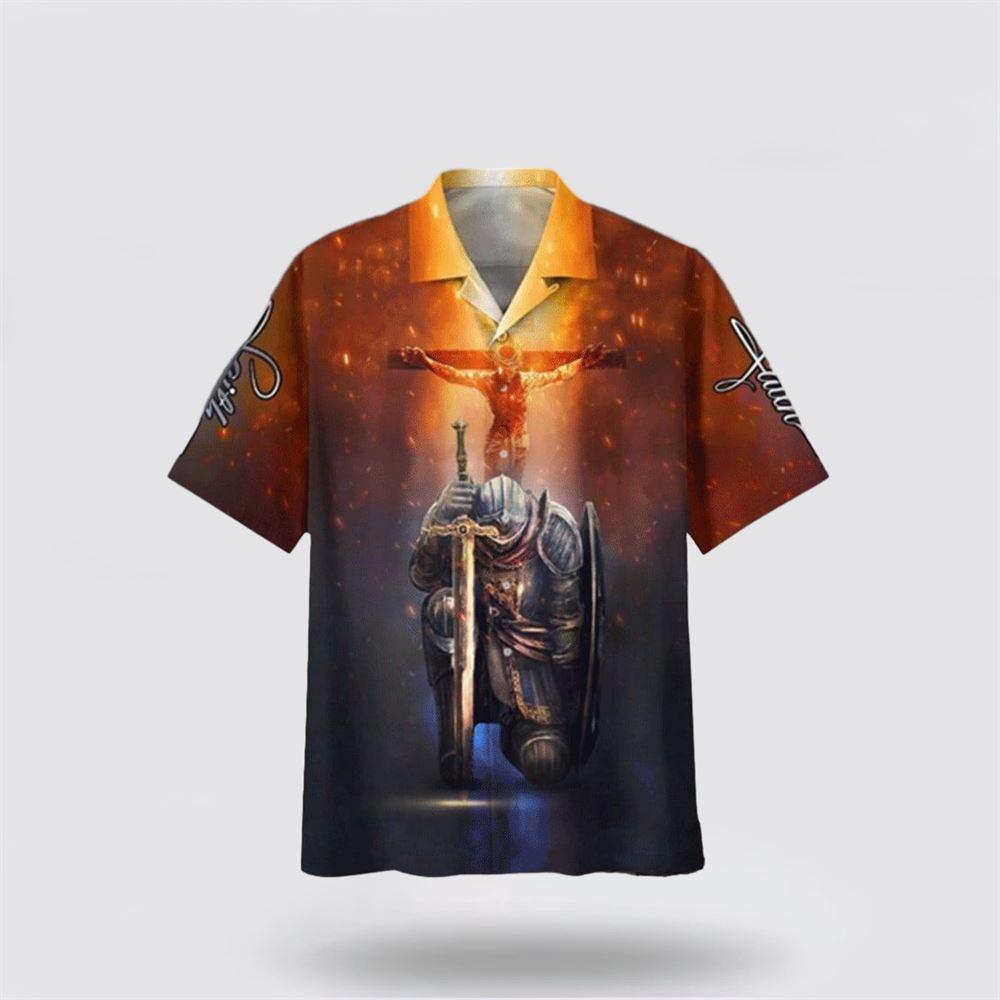Kneeling Knight Faith Jesus Cross Hawaiian Shirt – Gifts For Jesus Lovers Kneeling Knight Faith Jesus Cross Hawaiian Shirt – Gifts For Jesus Lovers