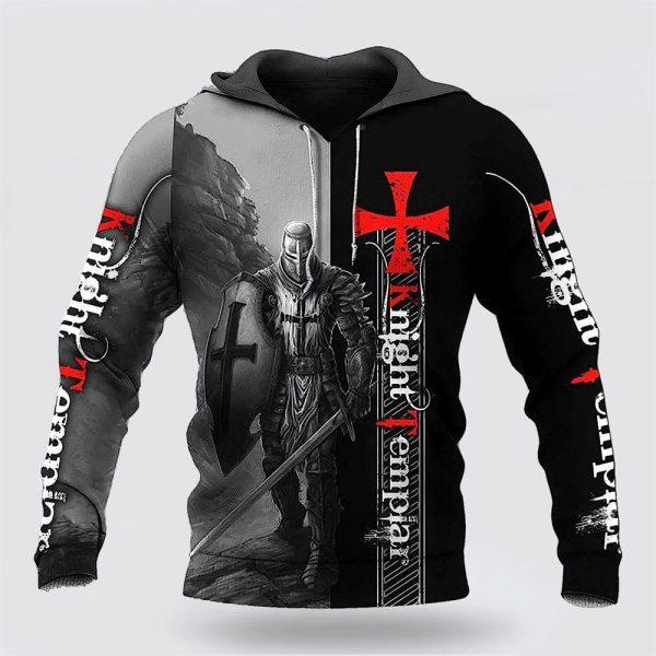 Knight Templar Cross Warrior All Over Print 3D Hoodie – Gifts For Christians