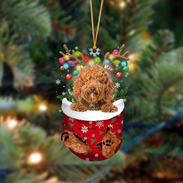 Labradoodle In Christmas Pocket Two Sides Christmas Plastic Hanging Ornament – Dog Memorial Gift