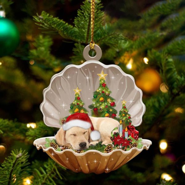 Labrador Retriever Sleeping Pearl In Christmas Two Sided Christmas Plastic Hanging Ornament