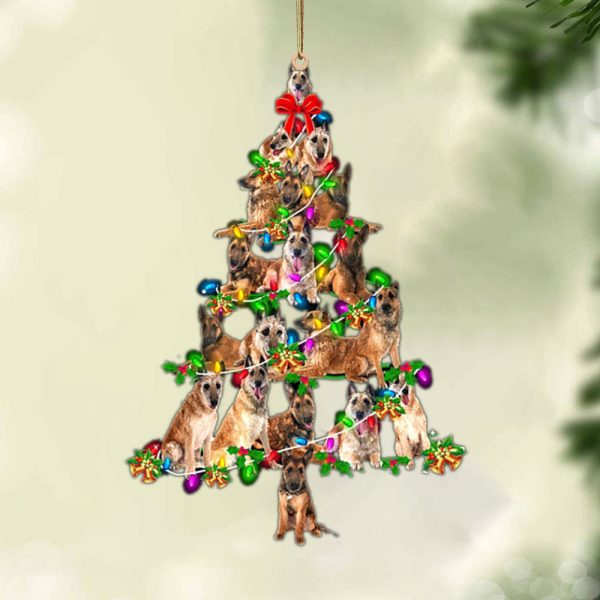 Laekenois Dog Christmas Tree Lights-Two Sided Christmas Plastic Hanging Ornament – Dog Memorial Gift